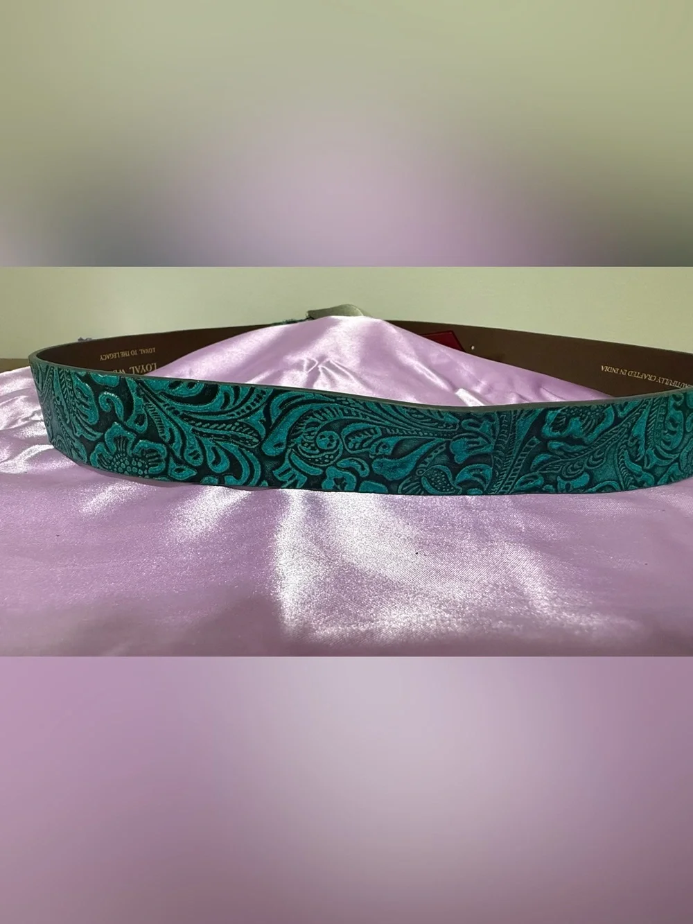 Loyal West Leather Turquoise Floral Western Belt Large